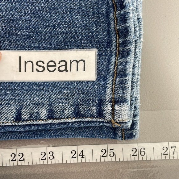 Risen Jeans Women's Juniors 1 / 25 Blue Crossover Distressed Denim Straight Leg - Picture 13 of 13